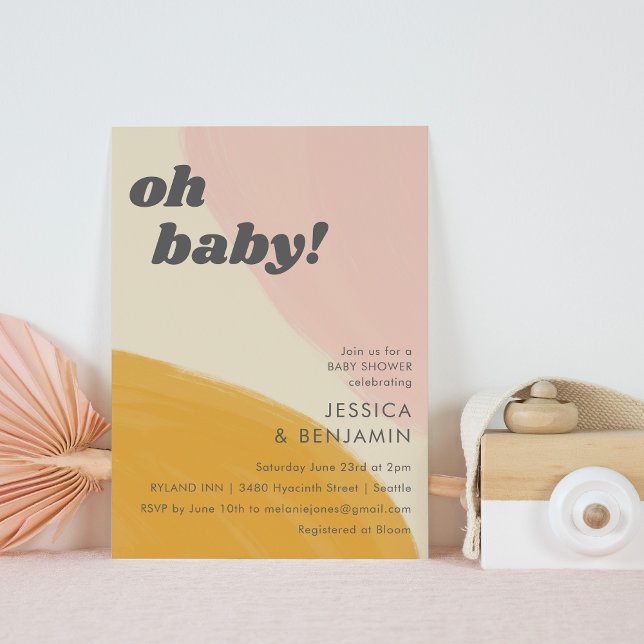 Abstrakt för Gult av vattenfärg för  av Rosa, baby Inbjudningar (Skapare uppladdad)