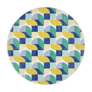 Abstrakt för Gult med blå Grönt Geometric Mönster