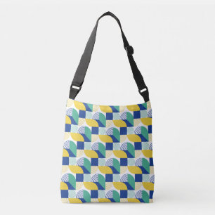 Abstrakt för Gult med blå Grönt Geometric Mönster Axelväska
