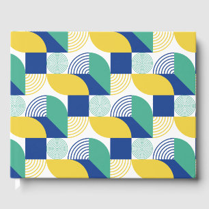 Abstrakt för Gult med blå Grönt Geometric Mönster Gästböcker