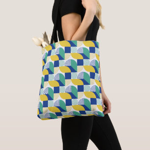 Abstrakt för Gult med blå Grönt Geometric Mönster Tygkasse