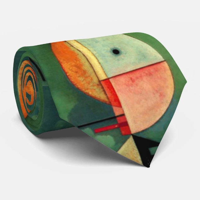 Abstrakt för Kandinsky Upward Grönt Orange-målning Slips (Rullad)