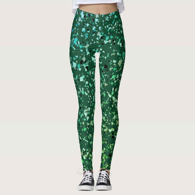 abstrakt för konfirmationshöjd för marble grönt mo leggings (Framsida)