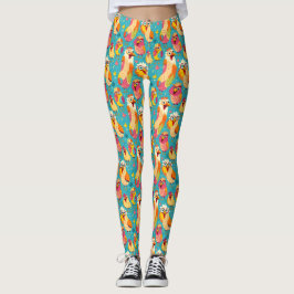Abstrakt för konstig Whimsical Tecknad Chickens Leggings