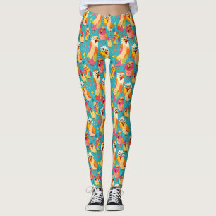 Abstrakt för konstig Whimsical Tecknad Chickens Leggings
