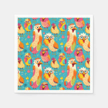 Abstrakt för konstig Whimsical Tecknad Chickens