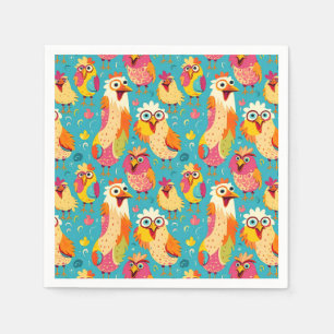 Abstrakt för konstig Whimsical Tecknad Chickens Pappersservett