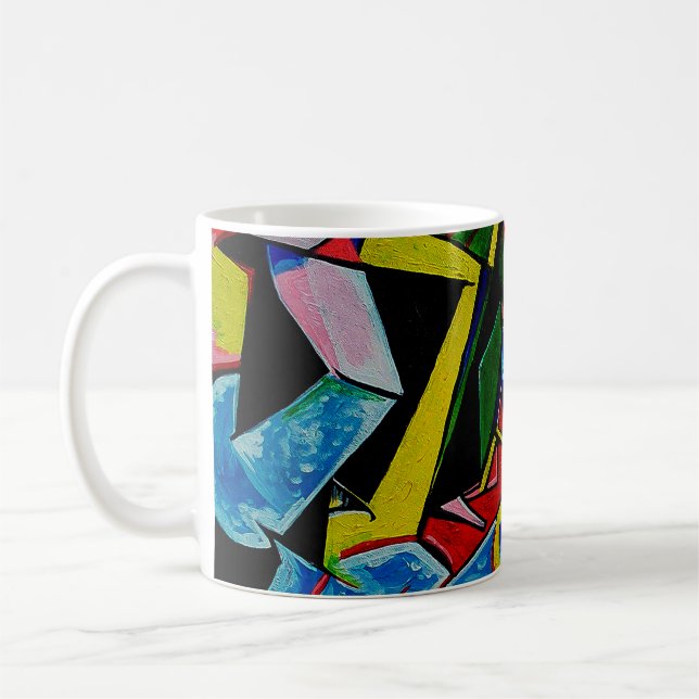 Abstrakt för konstmålning Triangel kurva Square, p Kaffemugg (Vänster)