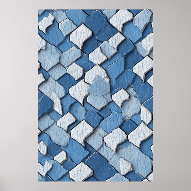 Abstrakt för krackad färg: Blått västerrutat Yta Poster (Framsidan)