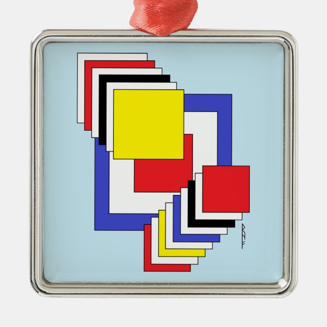 Abstrakt för kvadrater julgransprydnad metall (Framsidan)