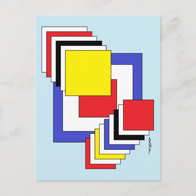 Abstrakt för kvadrater vykort (Framsida)