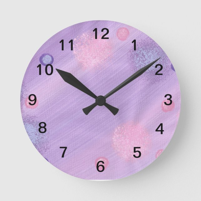 Abstrakt för lavender- och Rosa-områden Rund Klocka (Framsida)