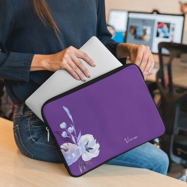 Abstrakt för Lila av elegant Blommigt Laptop Fodral (Skapare uppladdad)