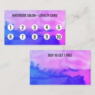 Abstrakt för lila och blått vatten 10 lojalitetskort