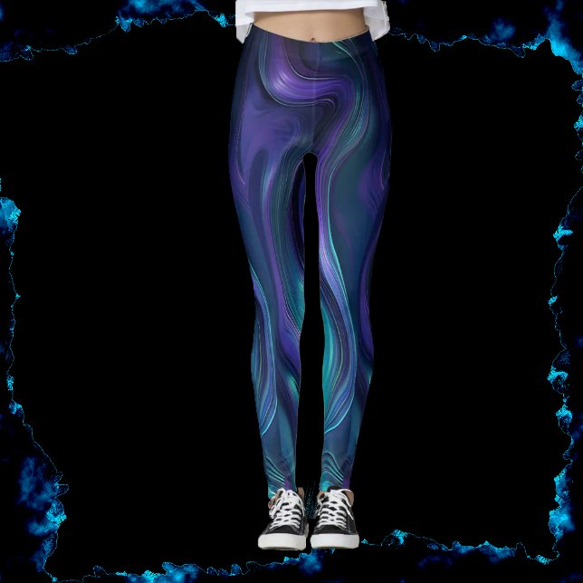 Abstrakt för lila och turkos leggings (Skapare uppladdad)