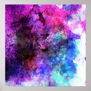 Abstrakt för Lila vattenfärg Poster