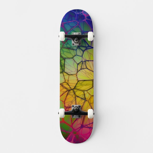 Abstrakt för ljusfärgstark Webben Mini Skateboard Bräda 18,5 Cm (Framsida)