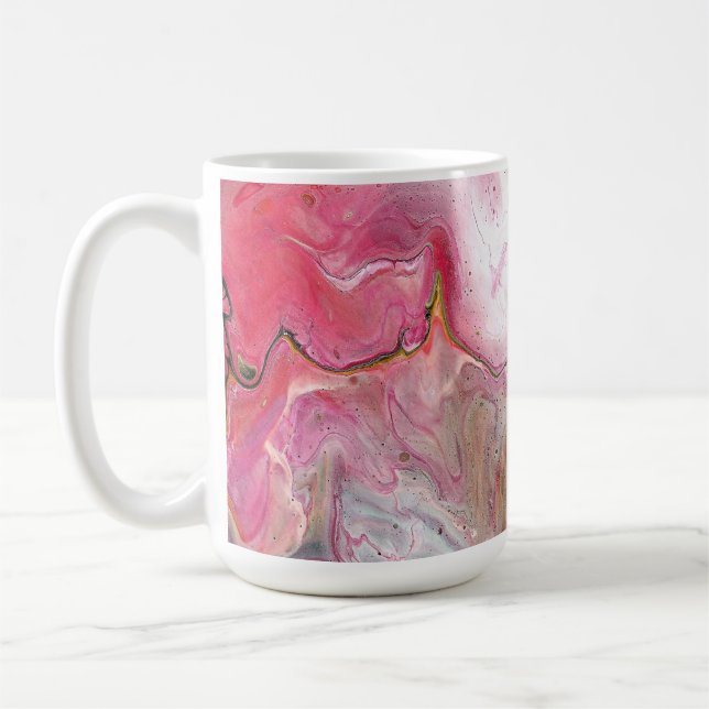 Abstrakt för ljussken Rosa Grönt Drink Mugg (Vänster)