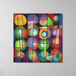 Abstrakt för målade cirklar i mitten av århundrade canvastryck