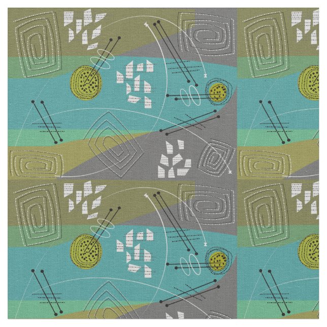 Abstrakt för modern Grönt i mitten av århundradet Tyg (Närbild)