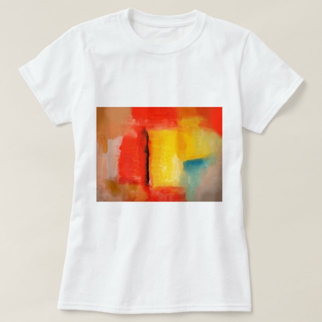 Abstrakt för modern röd Gult T Shirt (Design framsida)