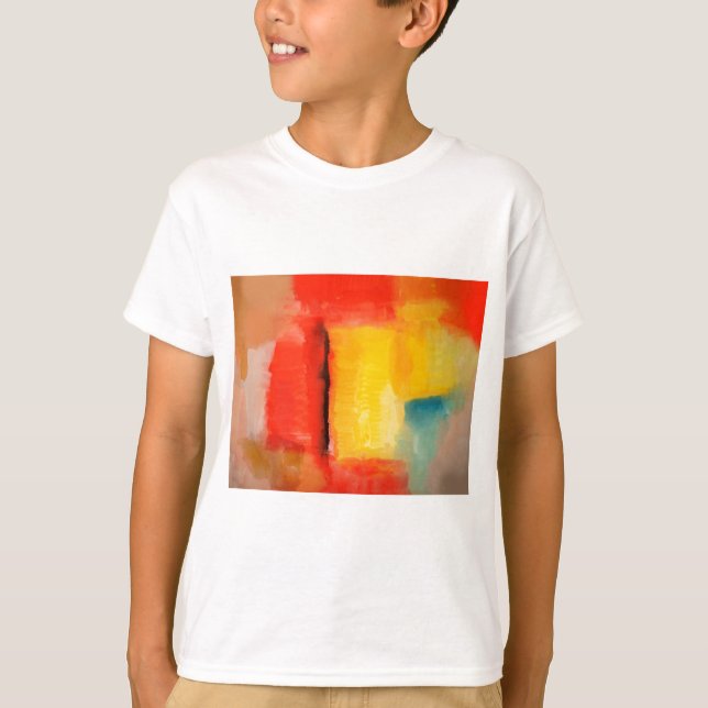 Abstrakt för modern röd Gult Tee Shirt (Framsida)