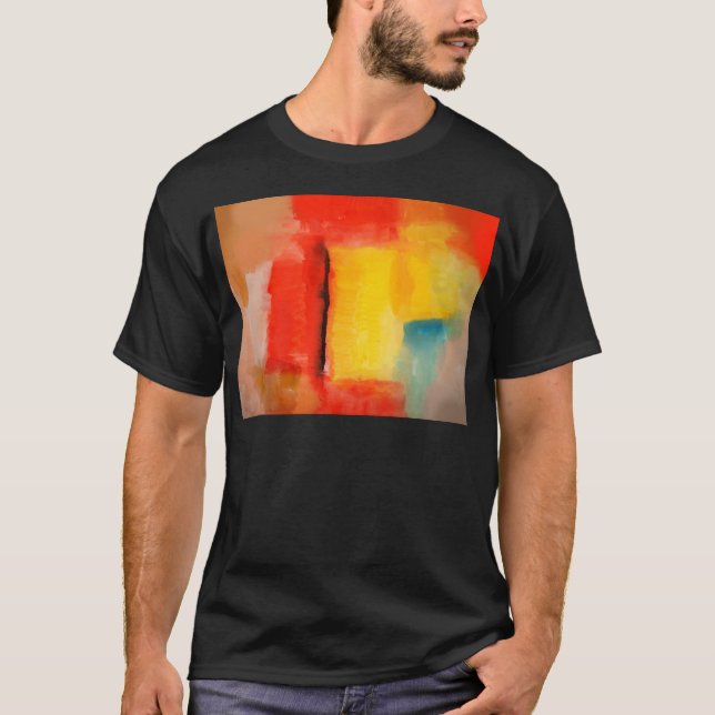 Abstrakt för modern röd Gult Tee Shirt (Framsida)