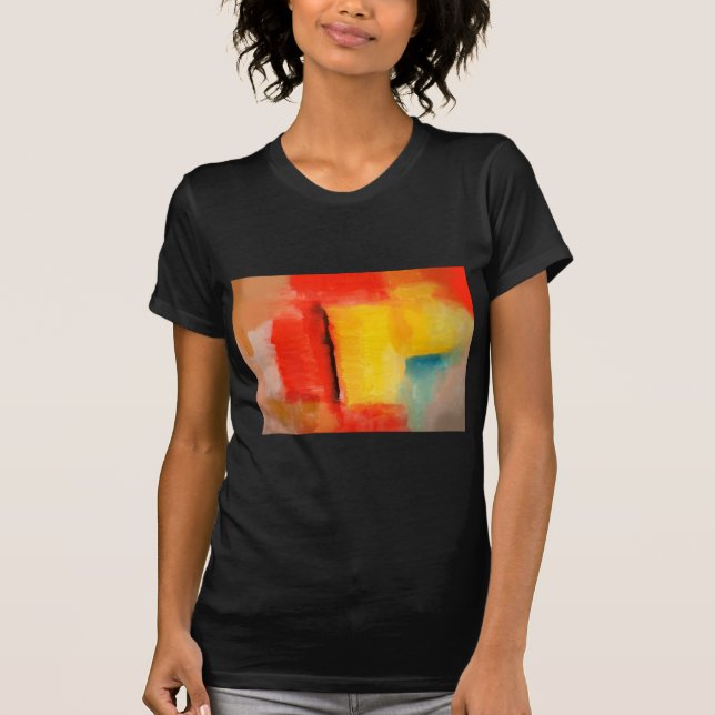 Abstrakt för modern röd Gult Tee Shirt (Framsida)