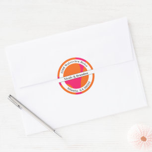 Abstrakt för modern Shock rosa och Orange Runt Klistermärke
