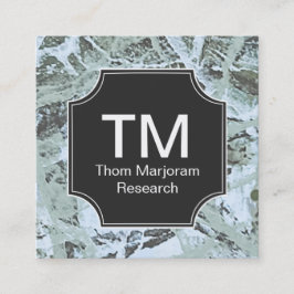 Abstrakt för Monogram Neutralt Grönt Fyrkantigt Visitkort