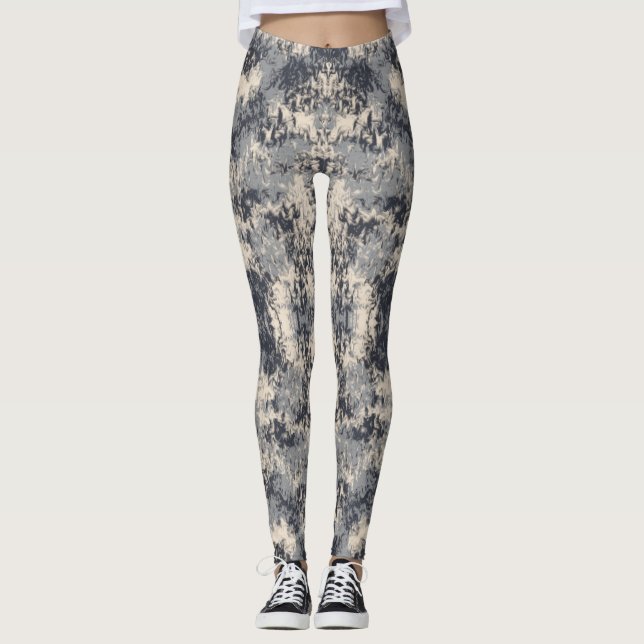 Abstrakt för monokrom Neutralt Färgton Stänk Art Leggings (Framsida)