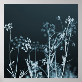 Abstrakt för Mörk blått Blommigt för elegant Poster