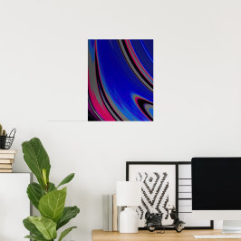 Abstrakt för mörk blått Magenta Fractal Swirl Poster