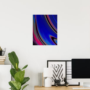 Abstrakt för mörk blått Magenta Fractal Swirl Poster