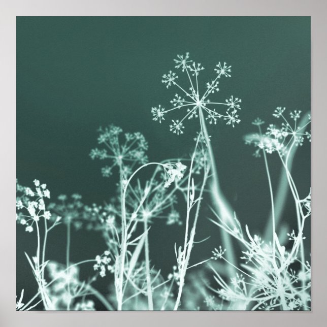 Abstrakt för Mörk grönt Blommigt för elegant Poster (Framsidan)