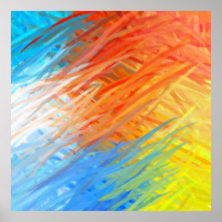 Abstrakt för Orange med blå Gult, bild 2 Poster