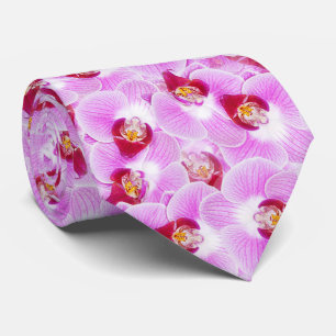 Abstrakt för Orchid Blommar Blommigt Foto Mönste Slips