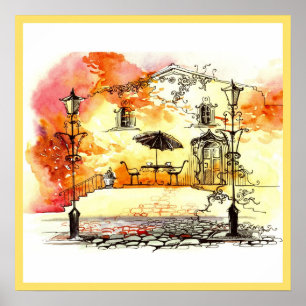 abstrakt för platsvägg för stad 20x20 konst poster