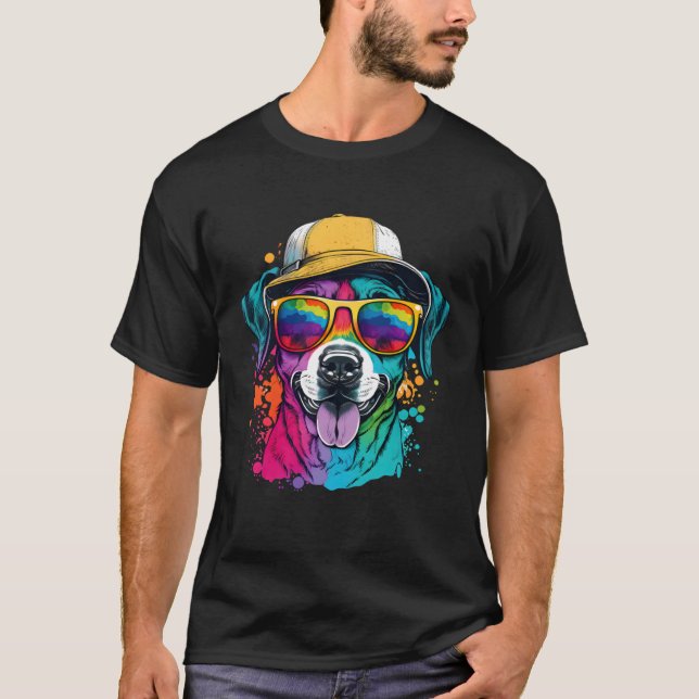 Abstrakt för platterValp Hund Hund Hund 24 T Shirt (Framsida)