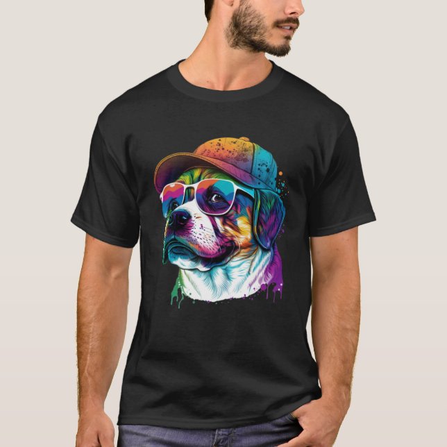 Abstrakt för platterValp Hund Hund Hund 28 T Shirt (Framsida)