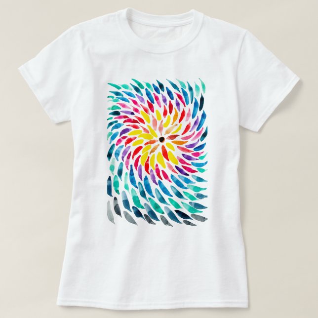 abstrakt för regnbåge i spiral t shirt (Design framsida)