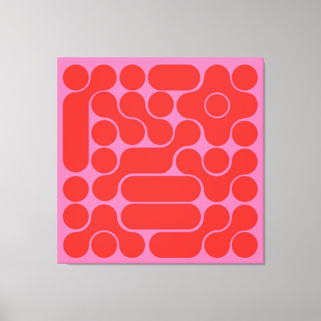 abstrakt för retroröd och shock rosa canvastryck (Framsida)