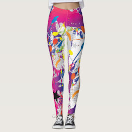 Abstrakt för roligt med Stänk och Musik noter Leggings