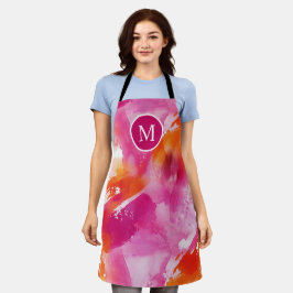 Abstrakt för Rosa av vattenfärgsOrange i Monogram