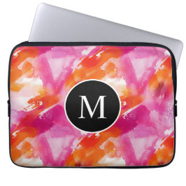 Abstrakt för Rosa av vattenfärgsOrange i Monogram Laptop Fodral