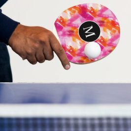 Abstrakt för Rosa av vattenfärgsOrange i Monogram Pingisracket