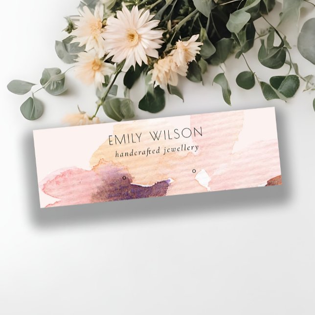 Abstrakt för  Rosa Blommigt  Stud Earring Visning Mini Visitkort (Skapare uppladdad)