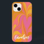 Abstrakt för Rosa Gult anpassningsbar Marble Scrip<br><div class="desc">iphone case med en skarp och vismisk abstrakt marmor mönster med roterande nykterblad och , personlig med ditt namn.</div>