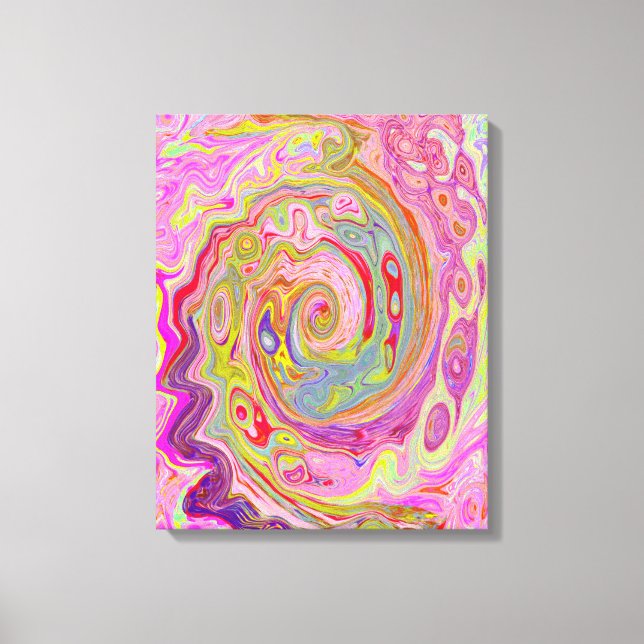 Abstrakt för Rosa, Gult och Magenta i Retro Groovy Canvastryck (Framsida)