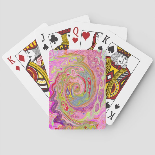 Abstrakt för Rosa, Gult och Magenta i Retro Groovy Casinokort (Baksidan)